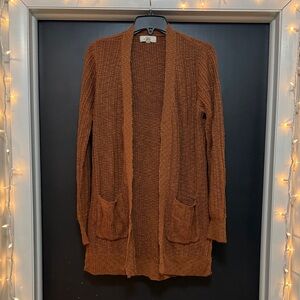 Cozy Brown Open-Front Cardigan